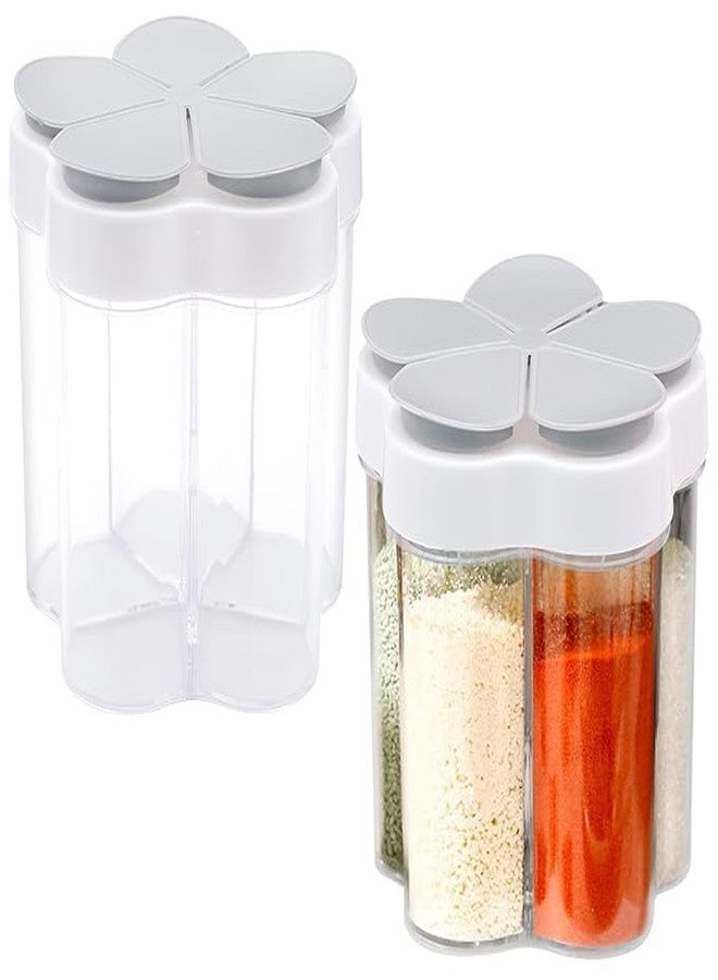RIVOM 5 in 1 Spice Container Salt and Pepper Shaker Transparent Seasoning Shaker | Camping Seasoning Jars Travel Spice Containers | Condiment Bottle for Camping, Hiking, BBQ, Picnic | Spice Shaker - Image 1